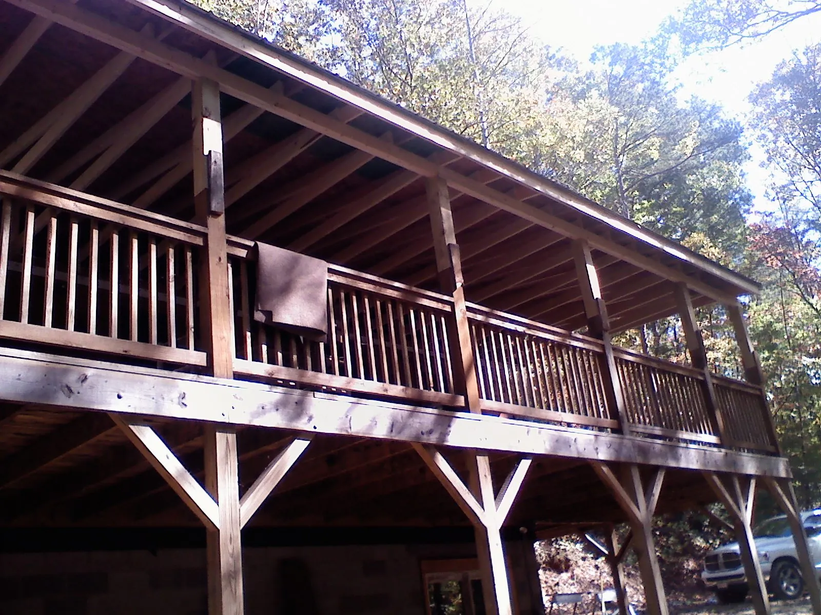 Timber framing under a new elevated porch and deck — Roof Leak Repair in Ottsville by Roofing Brothers